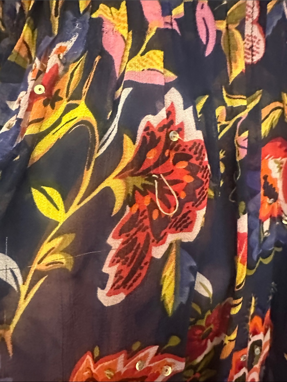 Miss June Paris Navy Floral Tassel Hem Tank Top - Picture 4 of 8